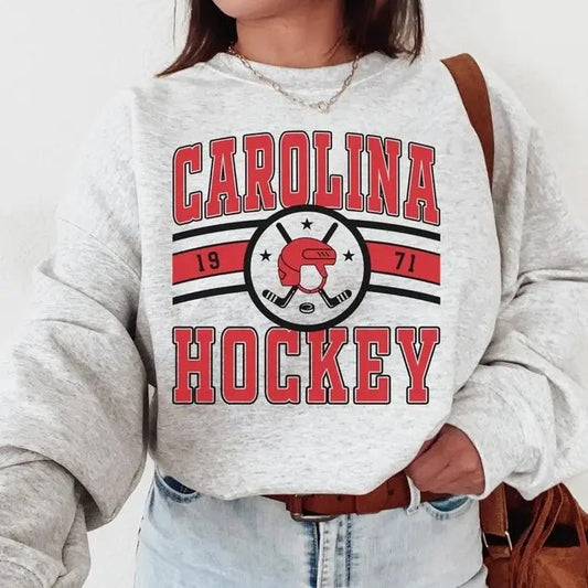 Carolina Hockey Sweatshirt, Trendy Vintage Style Carolina Hockey Crewneck, Game Day Shirt, Hockey Gift Fan