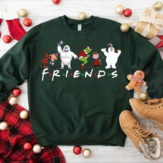 Cartoon Christmas Friends Sweatshirt, Retro Christmas Shirt, Christmas Friends Sweatshirt, Christmas Movie Sweatshirt, Funny Christmas Shirt, Christmas Holiday Gift