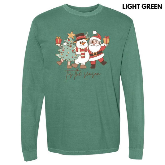 Cartoon Christmas Tis The Season Long Sleeve Comfort Colors T-Shirt 'NLB'