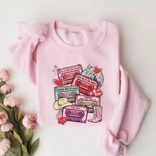 Cassette Tapes , Love Songs , Happy Western Cassette Tapes Valentine Shirt, Country Music Love Songs Cassette Tapes