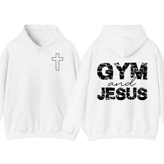 Casual Gym and Jesus Faith-Based Workout T-Shirt, Hoodie - Unisex Fitness Motivation Graphic Tee, For Men For Women Sports Fitness Running Training Trendy Oversized Shirt, Vacation Outfits