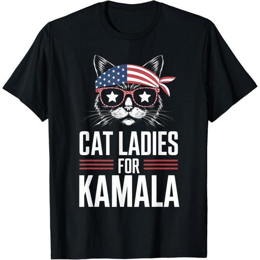 Cat Ladies for Kamala Funny Cat 2024 President Kamala-Harris T-Shirt made in usa