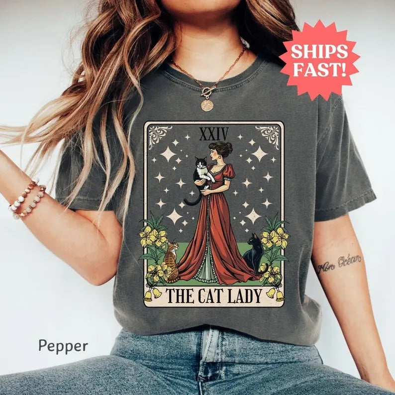 Cat Lady Tarot Card Shirt, Cat Lover Mom Shirt, Gift For Cat Lovers, Funny Cat Shirt Gift For Cat Lovers, Tarot Lover Gift