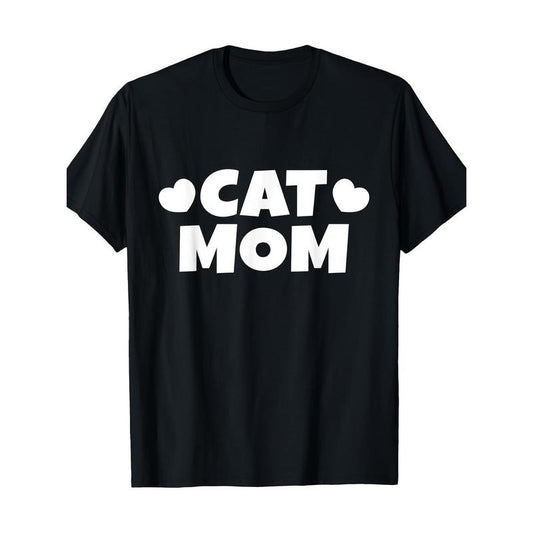 Cat Mom Graphic Tee for Women - 100% Cotton, Short Sleeve, Crew Neck - Perfect Gift for Pet Lovers Made in USA