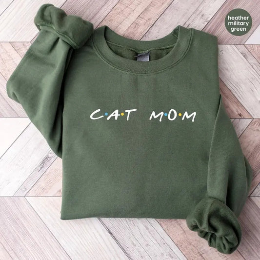 Cat Mom Tees And Sweaters Cat Lover Sweatshirt Cat Themed Gifts For Women Love Cats Pet Fur Mom Mom Hoodie Cat Mom T-shirt