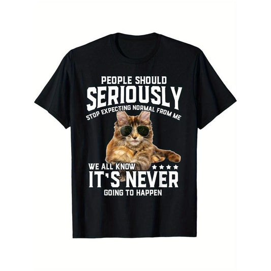 Cat People Should Seriously Graphic Gift Idea Humor Novelty T-Shirt Ultra Soft, Breathable, Moisture Wicking, Casual Comfortable Top Streetwear Fashion Casual Summer Tee Crew Neck Short Sleeve T-Shirt  made in usa