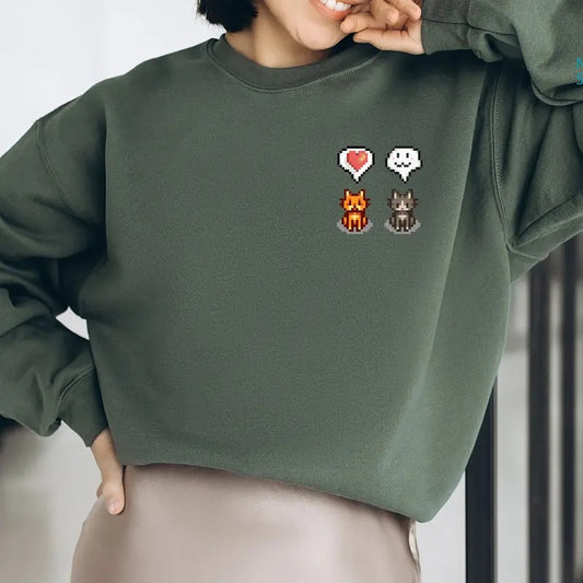 Cat Stardew Shirt, Valley Video Game Art Sweatshirt, Cats Emoji Love Hoodie, Farm Life Casual Cotton Fabric Knit Womenswear Apparel