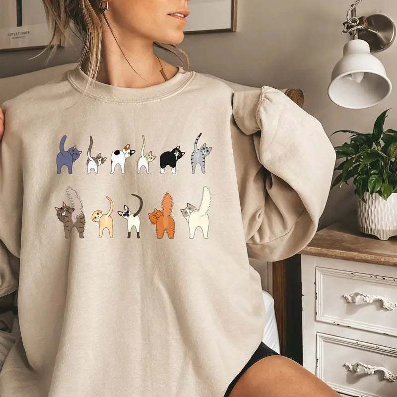 Cat Sweatshirtcat Butt Theme Sweatshirtcat Crewneck Sweatshirtcat Mom Giftcat Lover Gift Cat Mama Shirtcat Teecats' Back Sweatshirt
