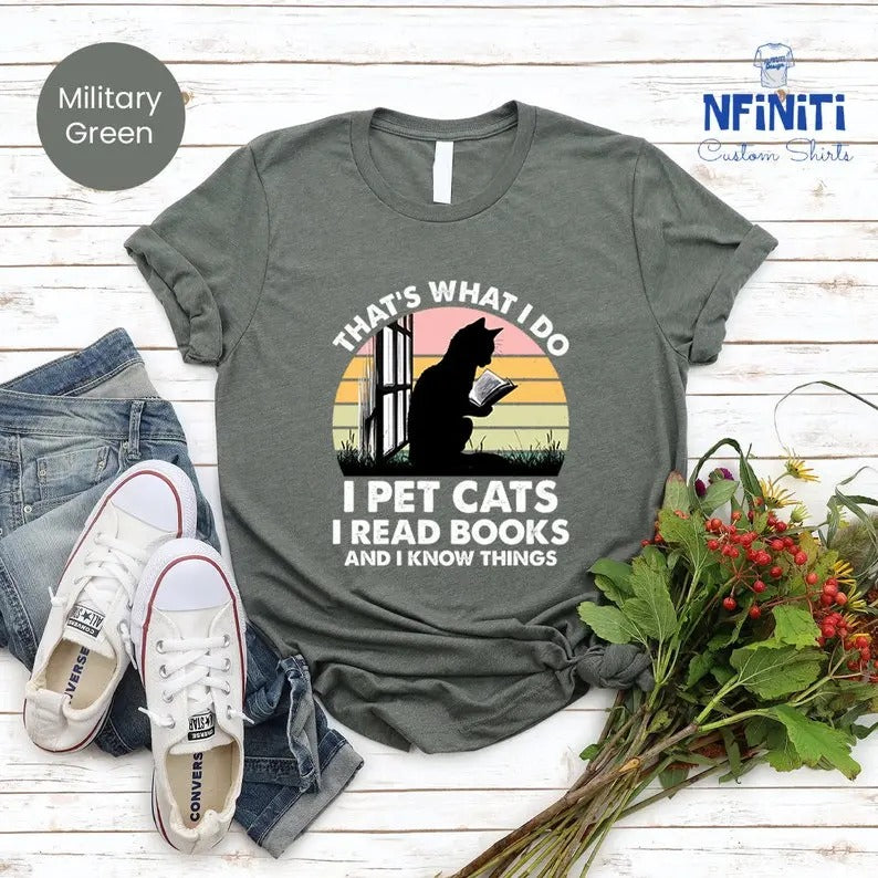 Cat T-shirts, Cat And Book Shirt, Book Lover Shirt, Bookseller Shirts, Cat Book Shirt, Cat Lover Shirt, Reading Shirts, Bookworm Gifts style 02