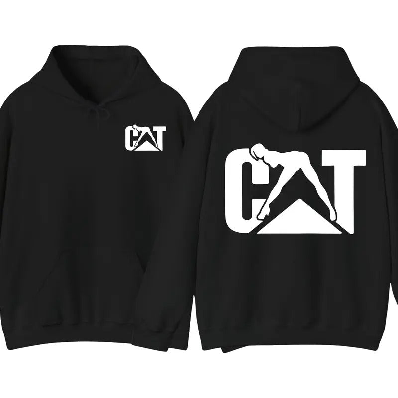 Cat With Woman Hoodie, Unisex Classic Fabric Hooded, lady Cat Shirt, Menswear Sweaters Tops Pullover Casual Long Sleeve