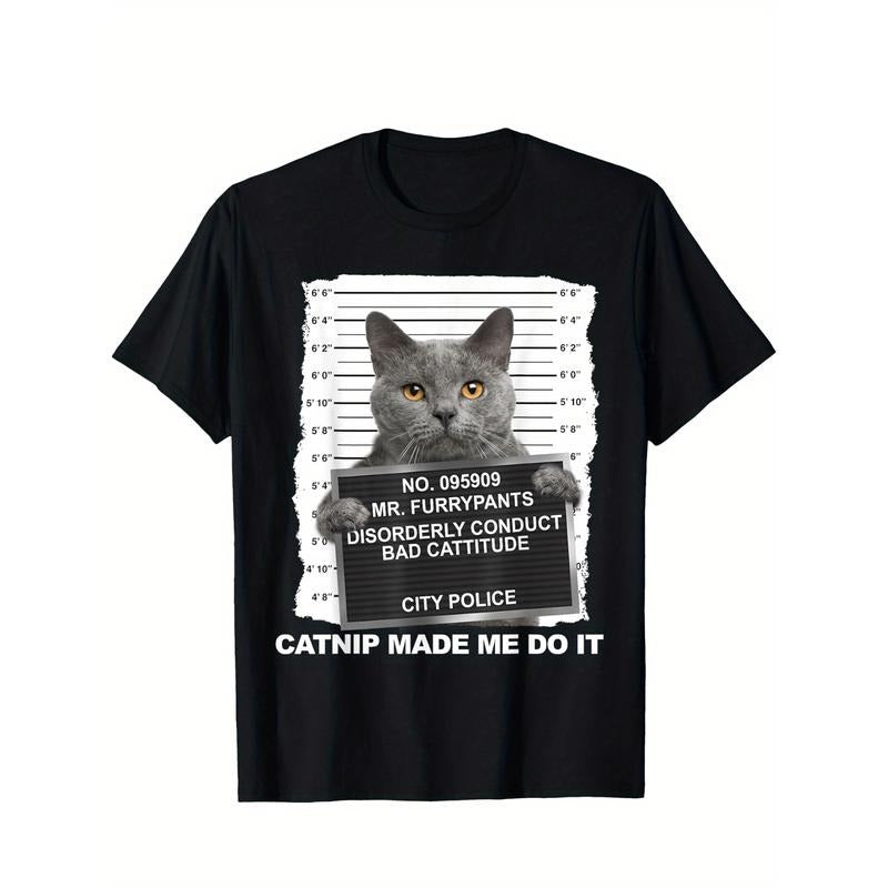 Catnip Made Me Do It Funny Cat Tee T-Shirt Cotton Fun Design DIYMen's Soft breathable comfortable casual sports Halloween and Christmas gifts made in usa