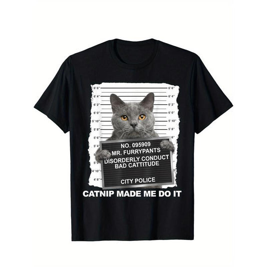 Catnip Made Me Do It Funny Cat Tee T-Shirt Cotton Fun Design DIYMen's Soft breathable comfortable casual sports Halloween and Christmas gifts made in usa