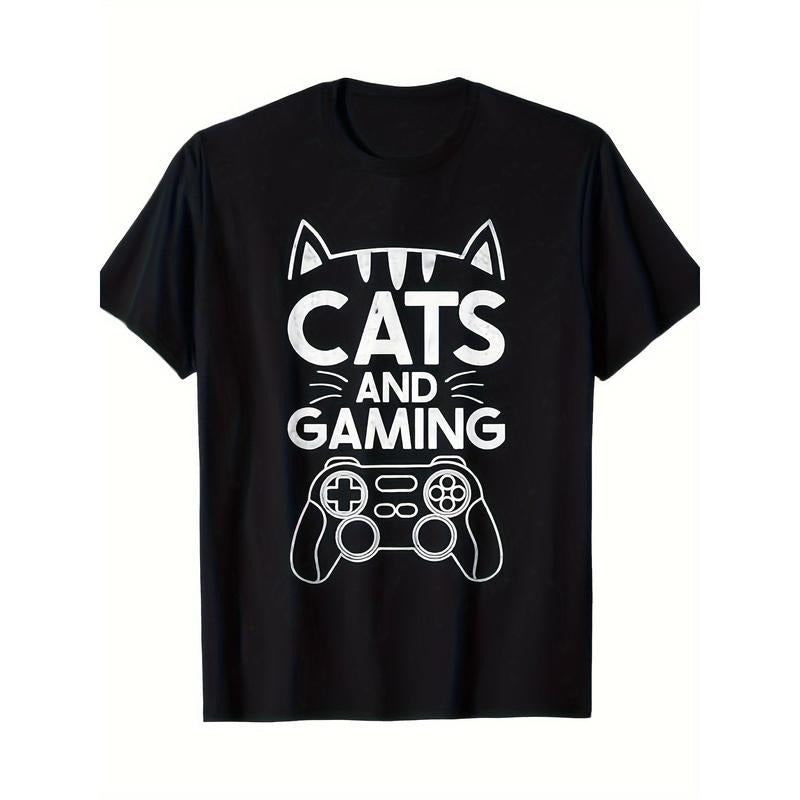 Cats And Gaming Funny Cat Lover Gaming Gift Gamer T-Shirt 220g  made in usa