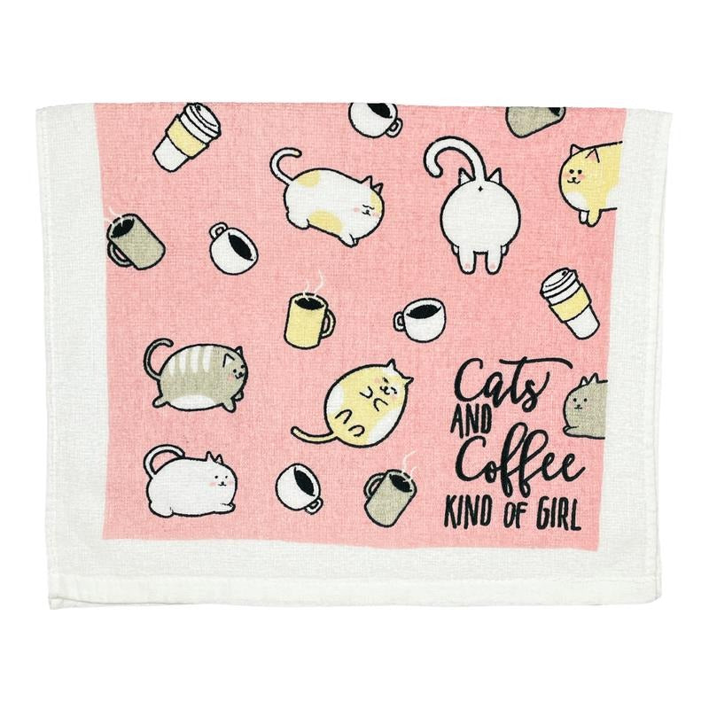 Cats and Coffee Kind Of Girl Funny Kitten Caffeine Lovers Tea Towel Funny Dish Towels Soft Adsorbent Tea Towel