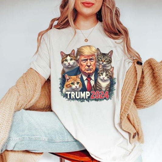 Cats for Trump, Republican Cat Lover Tee, Tr.ump 2024 Shirt, Conservative Gift, Funny Trum.p shirt, Patriotic Shirt, Cat Ladies for Trum.p, shirt trend