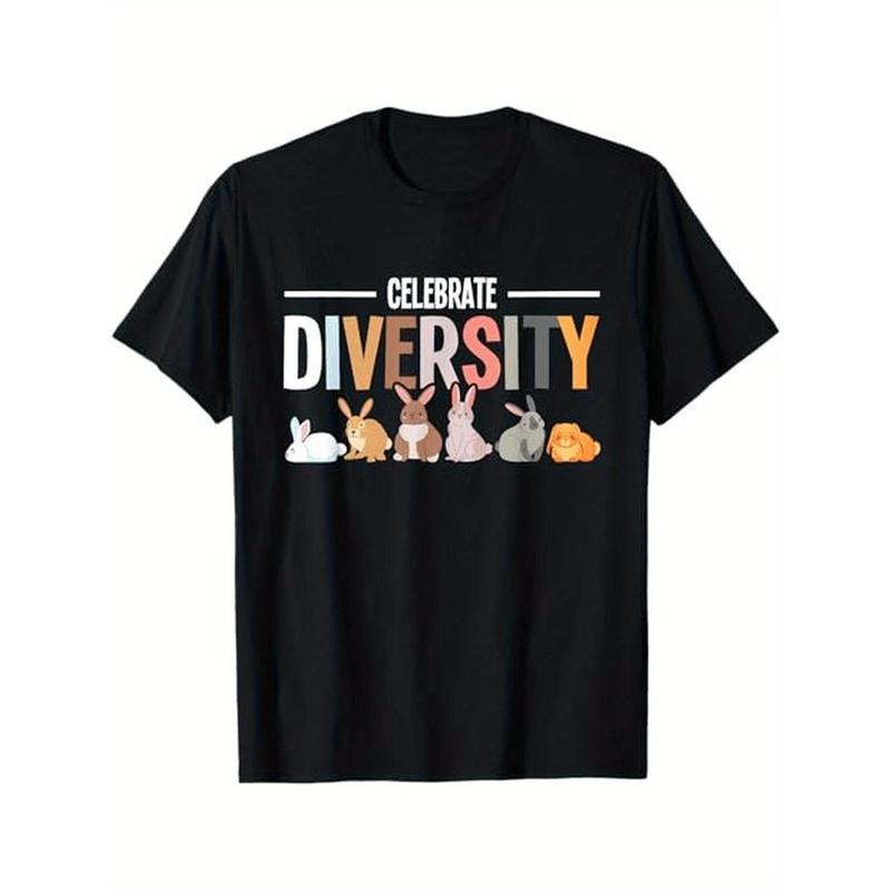 Celebrate Diversity - Rabbit Lover Zookeeper Bunny Breeder T-Shirt, 100% Cotton, Halloween Thanksgiving Christmas Gift for Men Women Family Friends, S-XXXL, Black made in usa