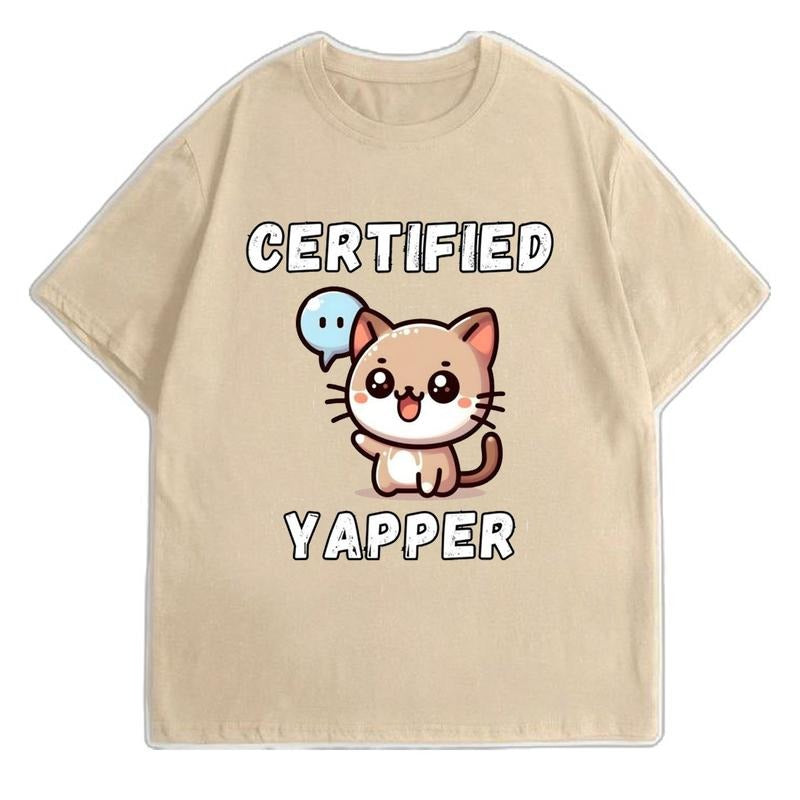 "Certified Yapper" Funny Meme Cat Tee - Unisex Graphic Tshirt