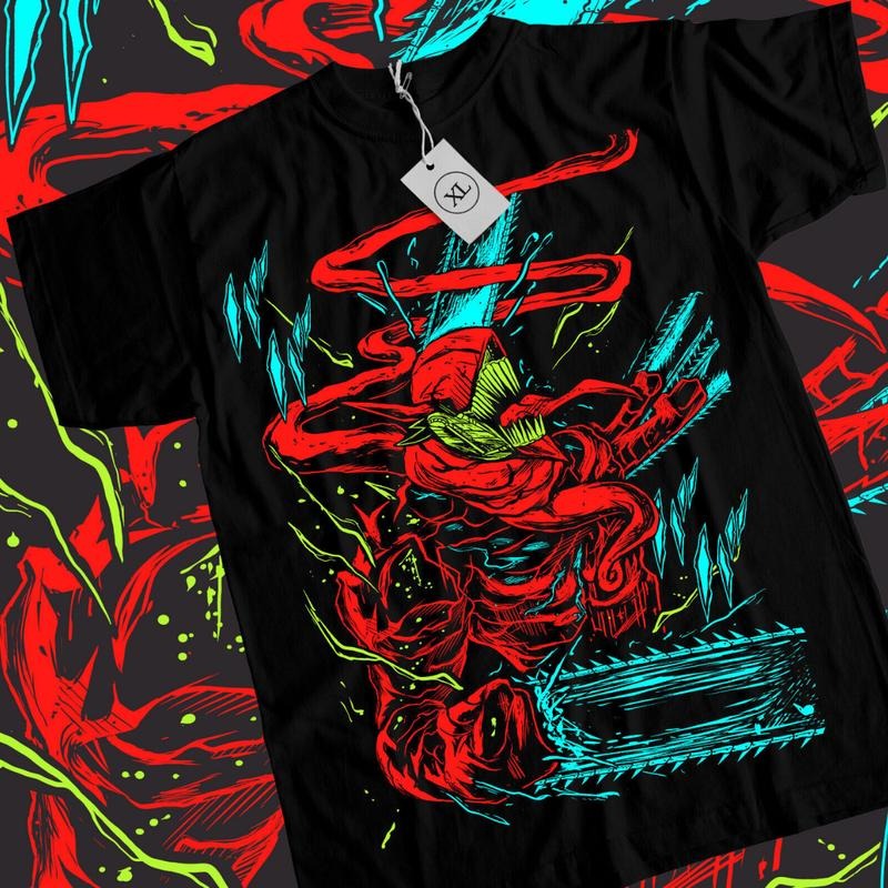 Chainsaw Man Anime T-Shirt & Sweatshirt, Chainsaw Devil True Form Graphic Tee, Anime Manga Lover Gifts Ball Cotton