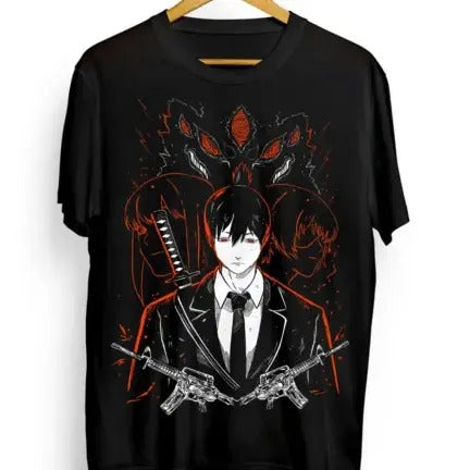 Chainsaw Man T-Shirt,Anime Manga Denji T-Shirt, Aki Power T-Shirt,Black T-shirt