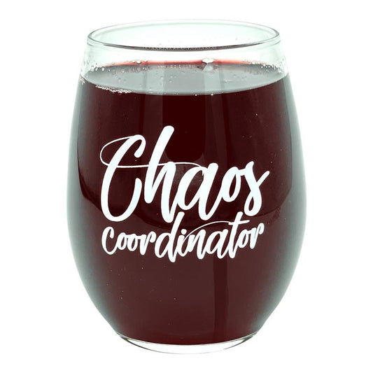 Chaos Coordinator Wine Glass Funny Sarcastic Mess Leader Novelty Cup-15 oz Funny Wine Glass Funny Sarcastic  Novelty Wine Glass White Standard