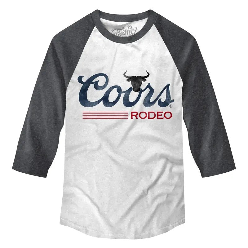 Coors Rodeo Beer Raglan 3/4 Sleeve T-Shirt - White/Charcoal