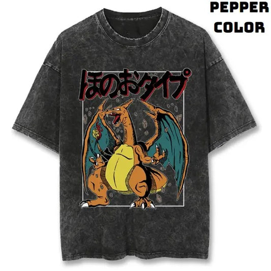 Charizard Destroyer Vintage Tee, Charizard T-Shirt, Pokemon Graphic Tees, Unisex Anime Manga Shirt Top Menswear Womenswear Streetwear