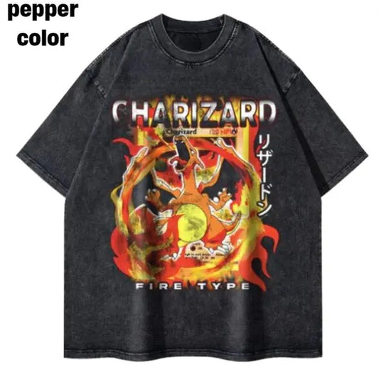 Charizard Fire Type Shirt, Charizard Vintage Tee, Charizard Shirt, Charizard Merch, Anime Pokemon Shirt, Pokemon Merch, Manga Shirt, Pokemon for fan, Gift for him, Gift for her Menswear Top Underwear Tshirt Streetwear Tropical Shortsleeve