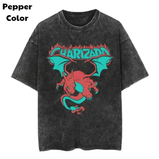 Charizard Print Vintage Tee, Charizard T-Shirt, Pokemon Graphic Tees, Pokemon Shirt, Unisex Anime Shirt, Menswear Womenswear Streetwear