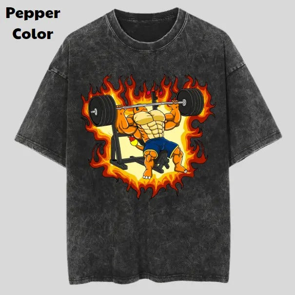 Charmander Buff Vintage Graphic Tees, Charmander T-Shirt, Pokemon Anime Shirt, Unisex Gym T-Shirt, Gift For Men Women, Menswear Womenswear Streetwear