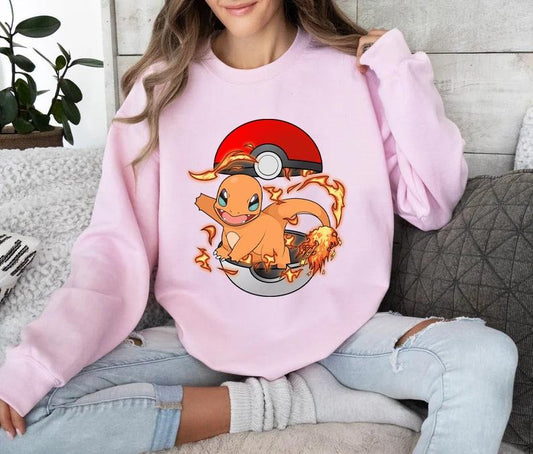 Charmander Sweatshirt, Pokemon Shirt, Charmander Pokemon T-Shirt, Pokemon Charmander Sweatshirt, Anime Sweatshirt, Anime Shirt