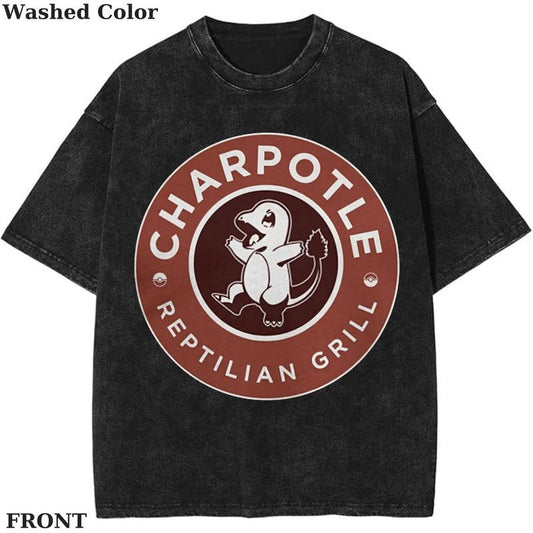 Charpotle Reptilian Grill Graphic Tee, Pokemon T-Shirt, PKM Shirt, Anime Funny Shirt, Vintage Tee Streetwear Shortsleeve Printed Womenswear Top