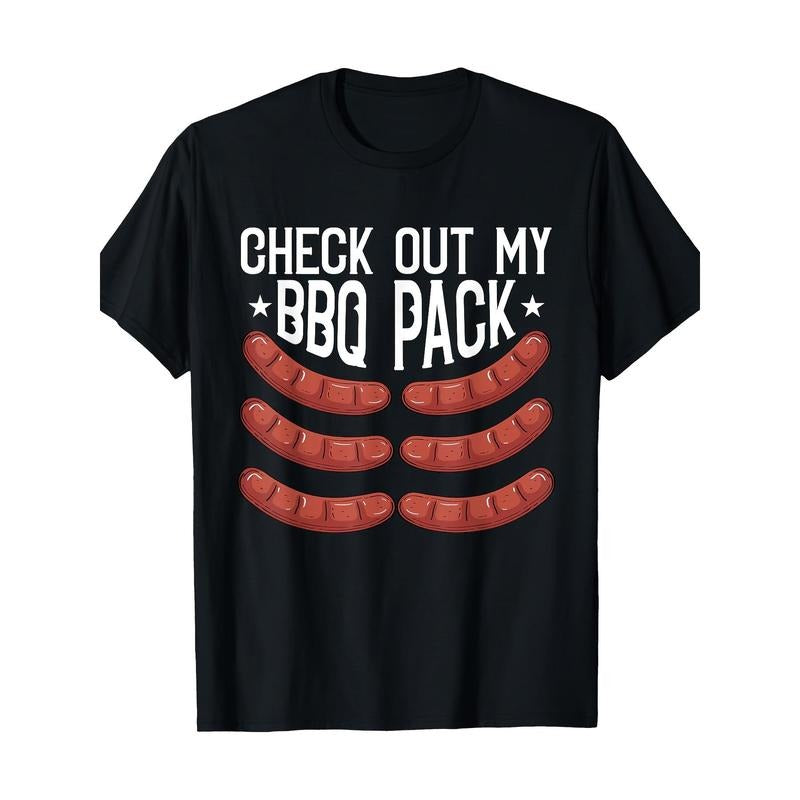 Check Out My 6 Pack BBQ Funny Barbecue Chef Smoker Pitmaster. 7.76 oz, 100% Cotton T-shirt. made in usa