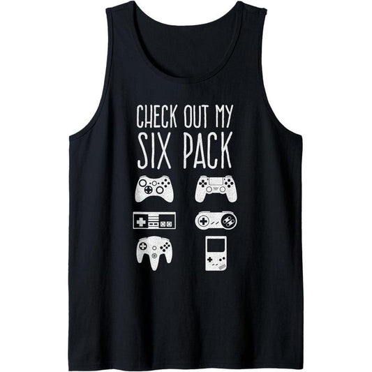 Check Out My Six Pack Video Game Controllers Funny Gamer Tank Top