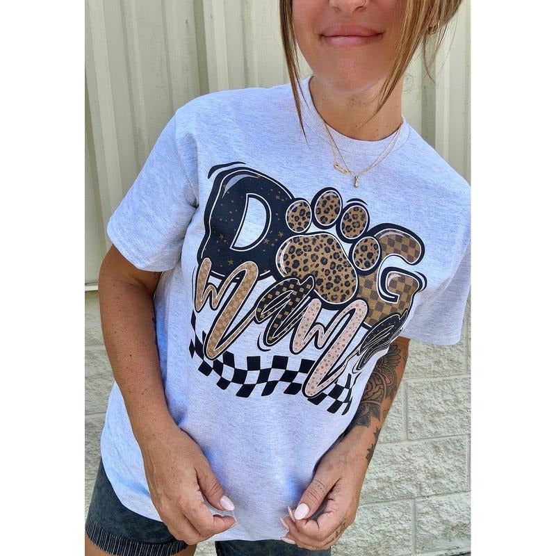 Checker Dog Mama Graphic Top