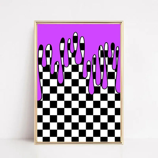 Checkerboard Wall Print, Drop Effect Checker Art, Skateboard Skater Poster, Preppy Poster, Aesthetic Poster, College Dorm Decor, Poster Prints No Frame, Gifts For Her Art Prints, Wall Art Home Decor, Poster For Room, Gifts For Birthday Artwork Landscape