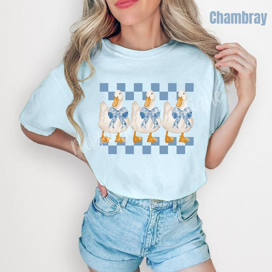 Checkered Coquette Goose Comfort Colors T-Shirt 'NLB'