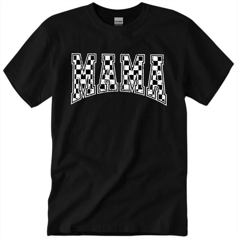 Checkered Mama Shirt Gift for Mom, Retro Mom Tee, Mother's Day Gift, Vintage Checkered Mama Tshirt, Varsity Mom Top
