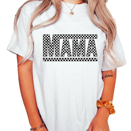 Checkered Mama Shirt, Mothers Day Shirt, Gift For Mama, Vintage Mama Shirt Gift, Unisex T-Shirt, Gifts For Mama Mommy Mother From Kids Children, Short Sleeve Tee Shirt, Mom Gifts, Gifts For Birthday