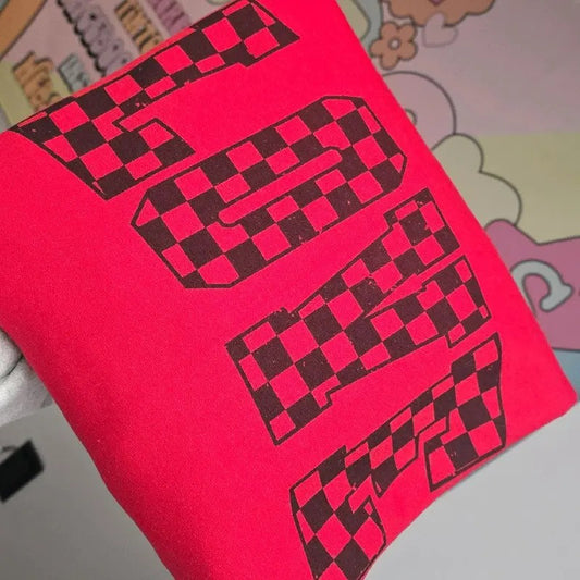 Checkered Print Love Cozy Valentines Day Sweatshirt