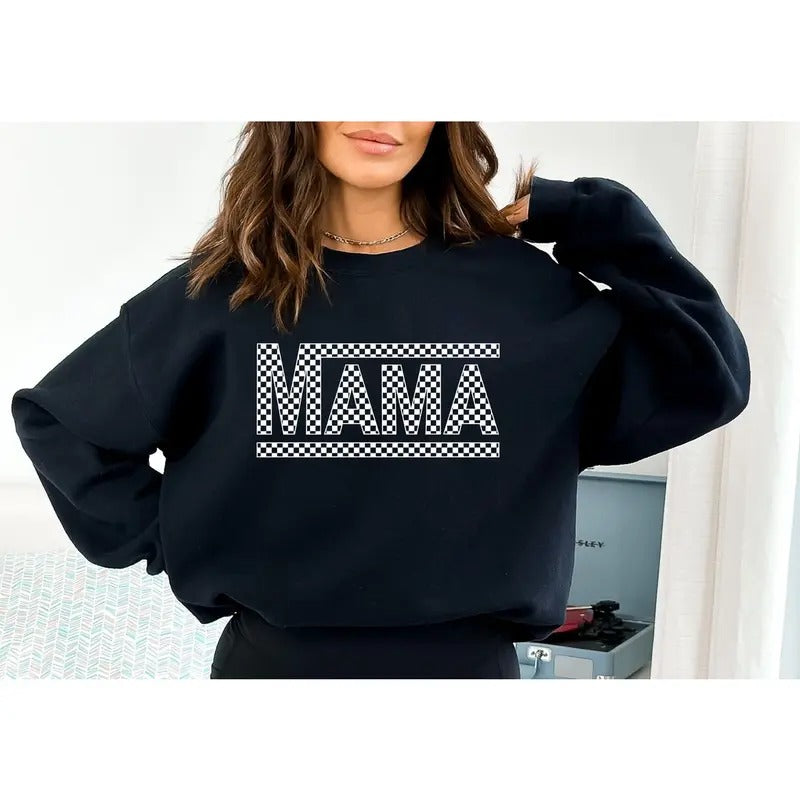 Checkered Retro Mama Sweatshirt Varsity Mom Crewneck Mother's Day Gift Retro Shirt, Mom Life, Mama Sweatshirt, Mom sweatshirt, Gift for Mom, Hodie and Sweater, T-Shirt