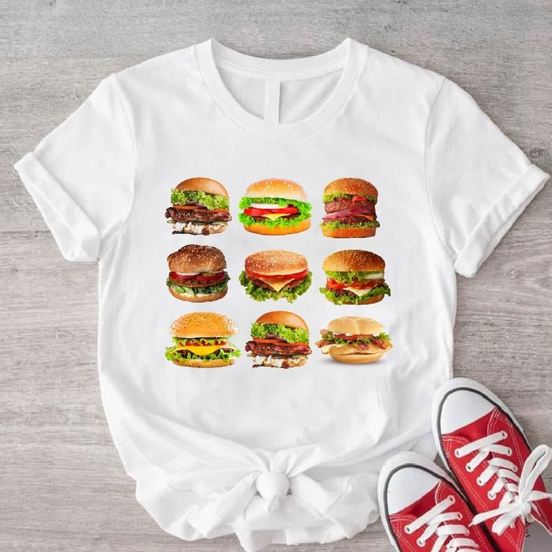 Cheeseburger T-Shirt, Fast Food Burger Lover Shirt, Burger Birthday Gift Tee, Foodie Friend Gift Short Sleeve, Unisex Burger Graphic Shirt.