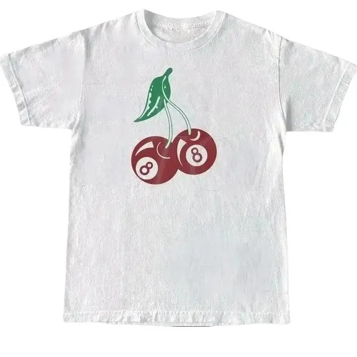 Cherry 8 Ball 90s Graphic T-Shirt, Retro Billard Lovers Shirt, Y2k Lucky Tee