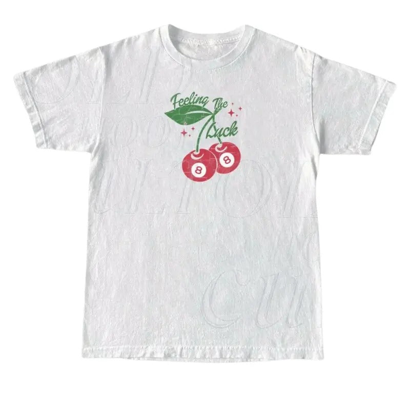 Cherry 8 Ball Feeling The Luck Vintage 90s Graphic T-Shirt, Retro Y2k Cherry 8 Ball Shirt, Y2k Lucky Tee, Cool 80s Billard Gift,Y2k Clothing Top Womenswear Underwear Tshirt Streetwear Lady