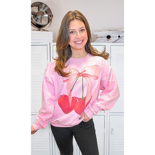 Cherry Bow Graphic Sweatshirt