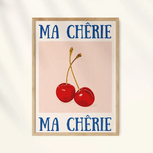 Cherry Poster, Retro Wall Art, 70s Psychedelic Print, Funky Wall Decor, Aesthetic Print, Ma Cherie, Poster Prints No Frame, Gifts For Girls Bedroom Wall Decor, Wall Decoration, Big Wall Art, Gifts For Birthday Christmas Xmas Artwork Landscape
