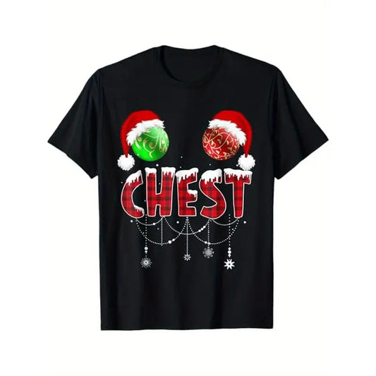 Chest Nuts Christmas Shirt Funny Matching Couple Chestnuts Men Women T - Shirt, 100% Cotton, For Couple Christmas Costume, S - XXXL, Black made in usa