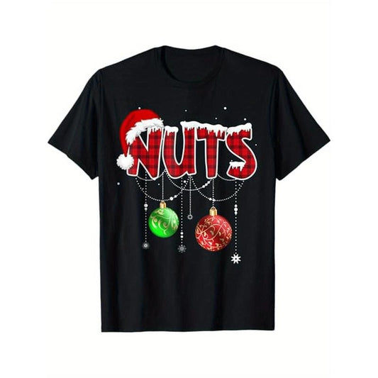 Chest Nuts Funny Matching Chestnuts Christmas Couples Nuts T-Shirt, 100% Cotton, Gift for Men Women Dad Mom Friends, S-XXXL, Black Made in USA