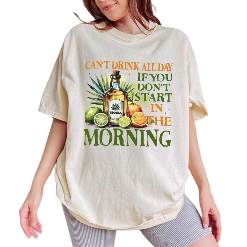 ChicCotton Can't Drink All Day If You Don't Start In The Morning Comfort Colors Shirt, Tequila Lime & Sunshine T-shirt, Funny Summer Graphic Tee