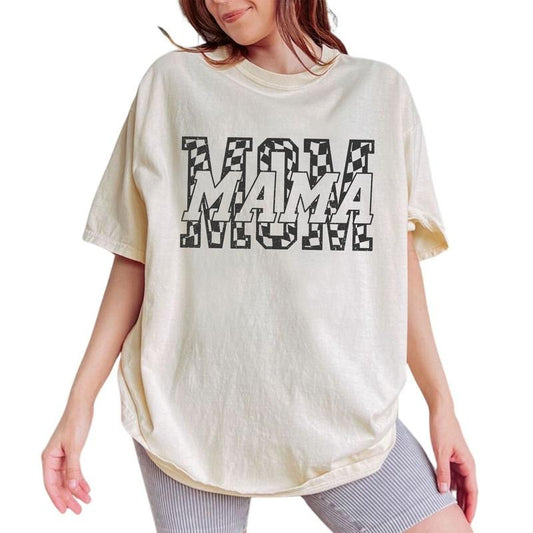 ChicCotton Checkered Mom Comfort Colors Shirt, 90s Mama T-shirt, Motherhood Graphic Tee, Mom Life Clothing, Gift For Wife, Mother's Day Gifts