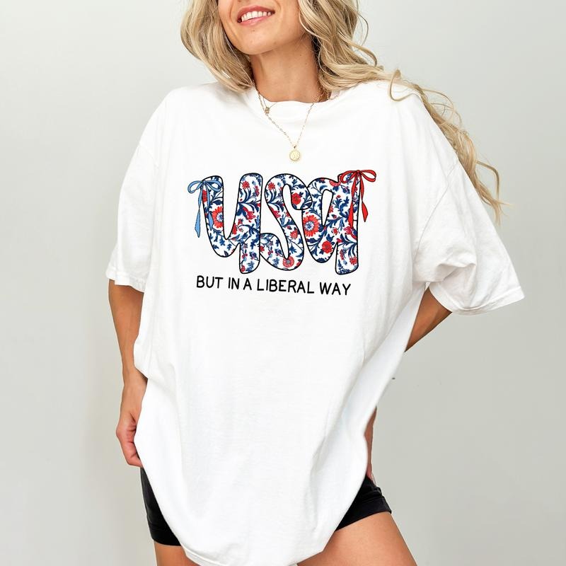 ChicCotton Coquette USA Comfort Colors Shirt, 4th Of July T-shirt, USA But In A Liberal Way Graphic Tee, Memorial Day Clothing, Patriot Outfits